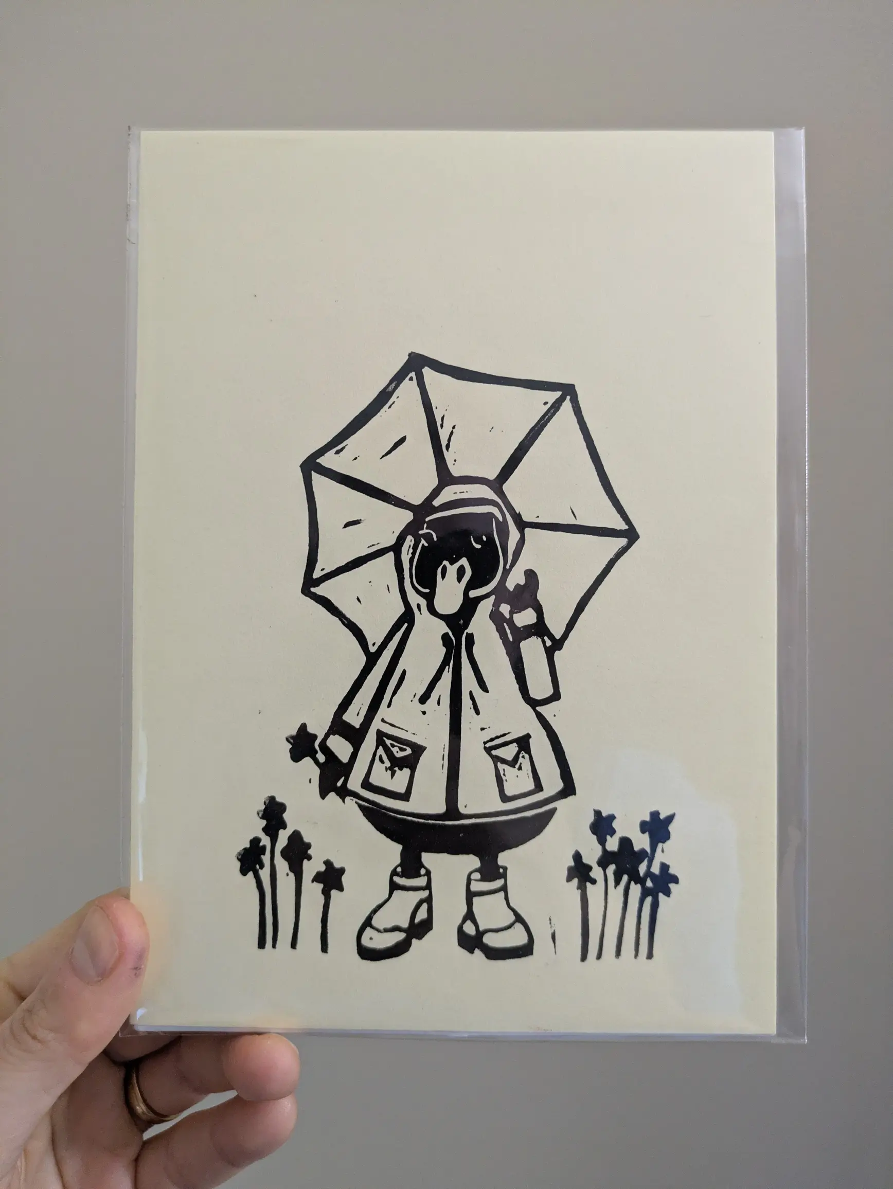 5x7 Linocut Print